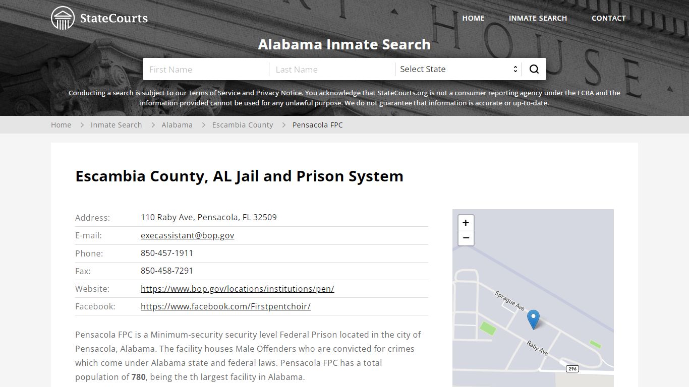 Pensacola FPC Inmate Records Search, Alabama - StateCourts