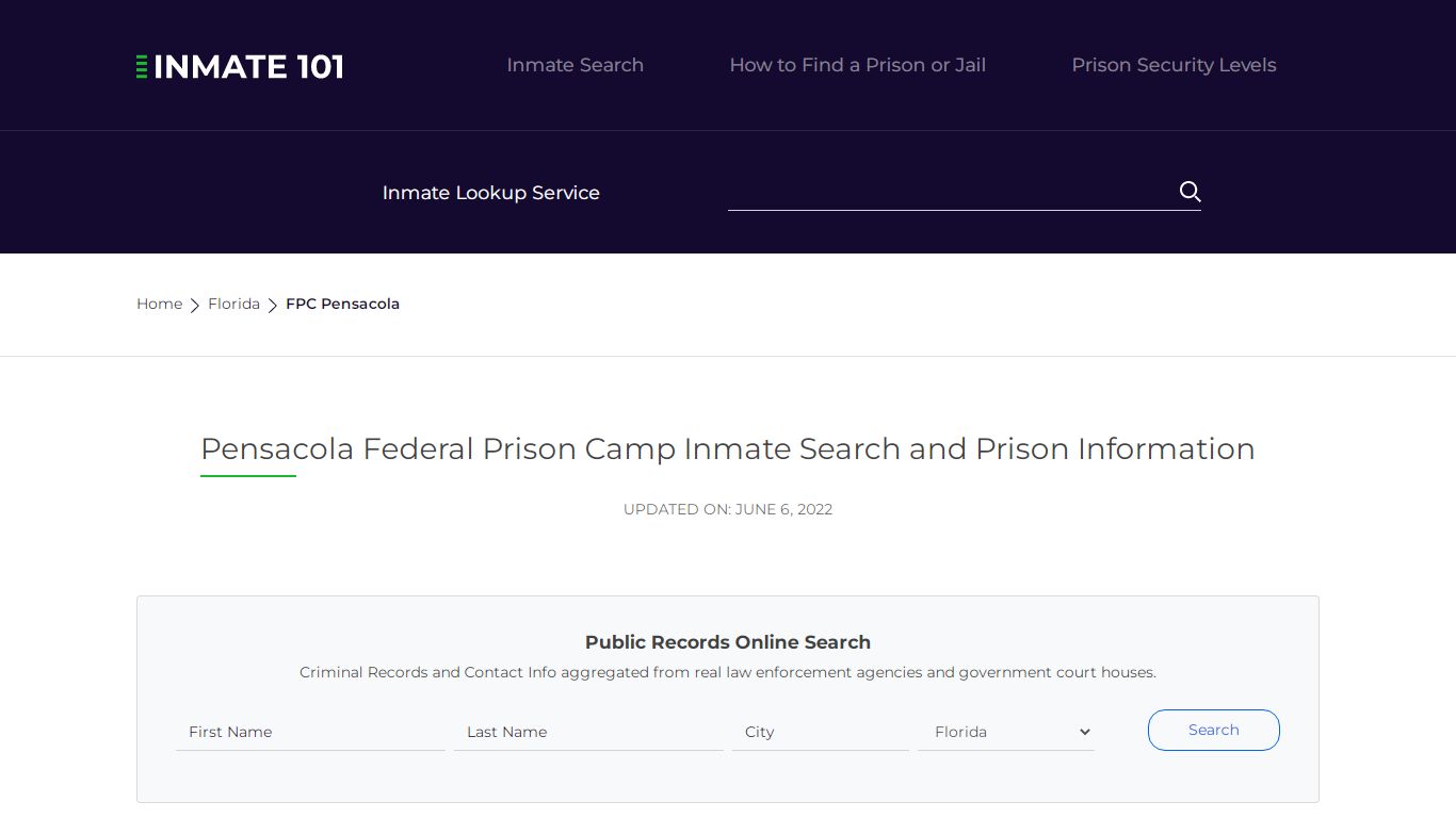 FPC Pensacola Inmate Search | Lookup | Roster